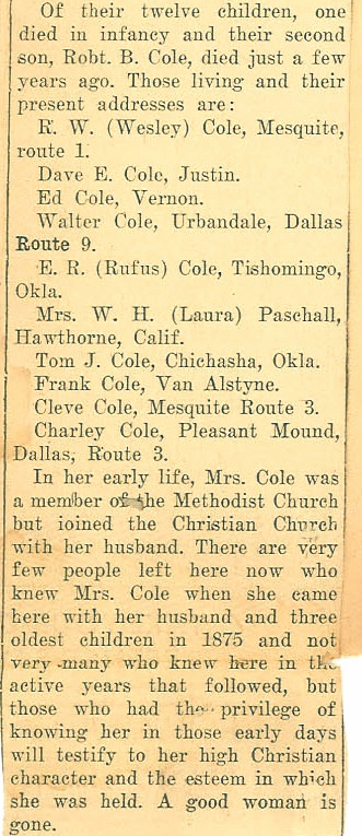 Obituary - Martha J. Cole