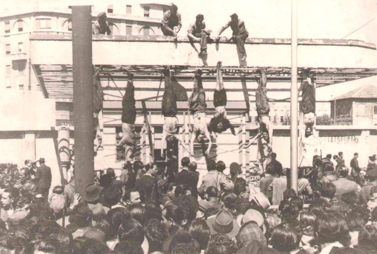 Image result for picture of mussolini hanging from rope