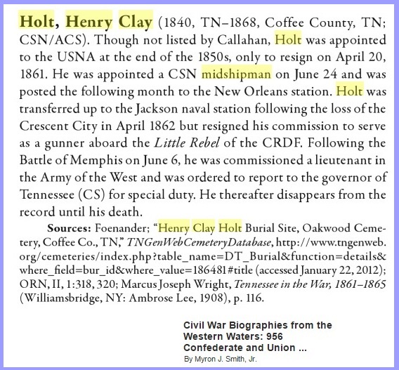 Midshipman H. C. Holt bio