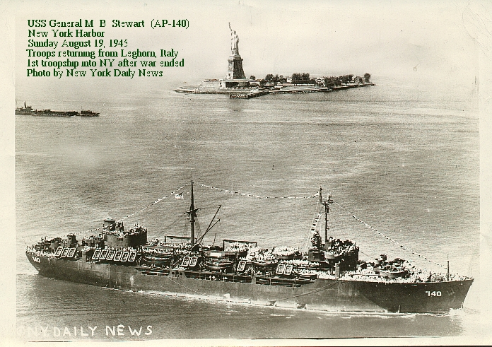 General Stewart arrving in New York harbor